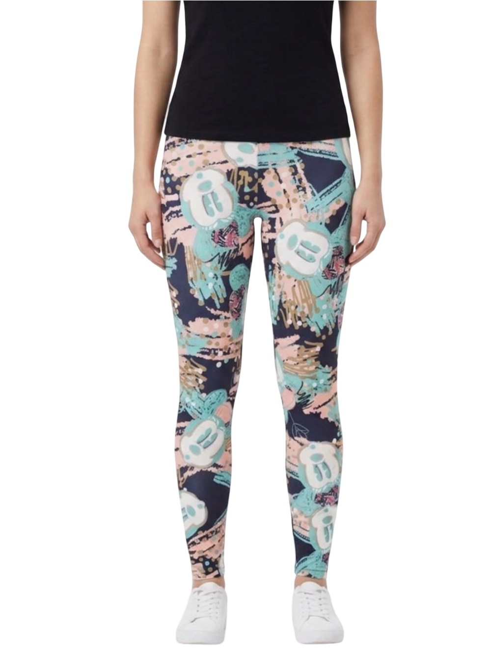 LuLaRoe Disney Leggings Minnie Mouse Pastel Abstract Brushstroke Soft Elastic OS